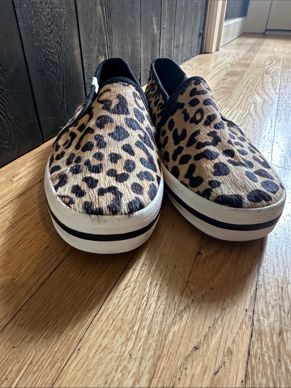 ♠️ Kate Spade X Keds New York Leopard Print Slip-On Sneakers - Pony Hair Upper - Picture 6 of 9